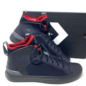 Converse Ultra Future Sport Mid Top Black Red Leather Mesh Shoes Women's A01426C